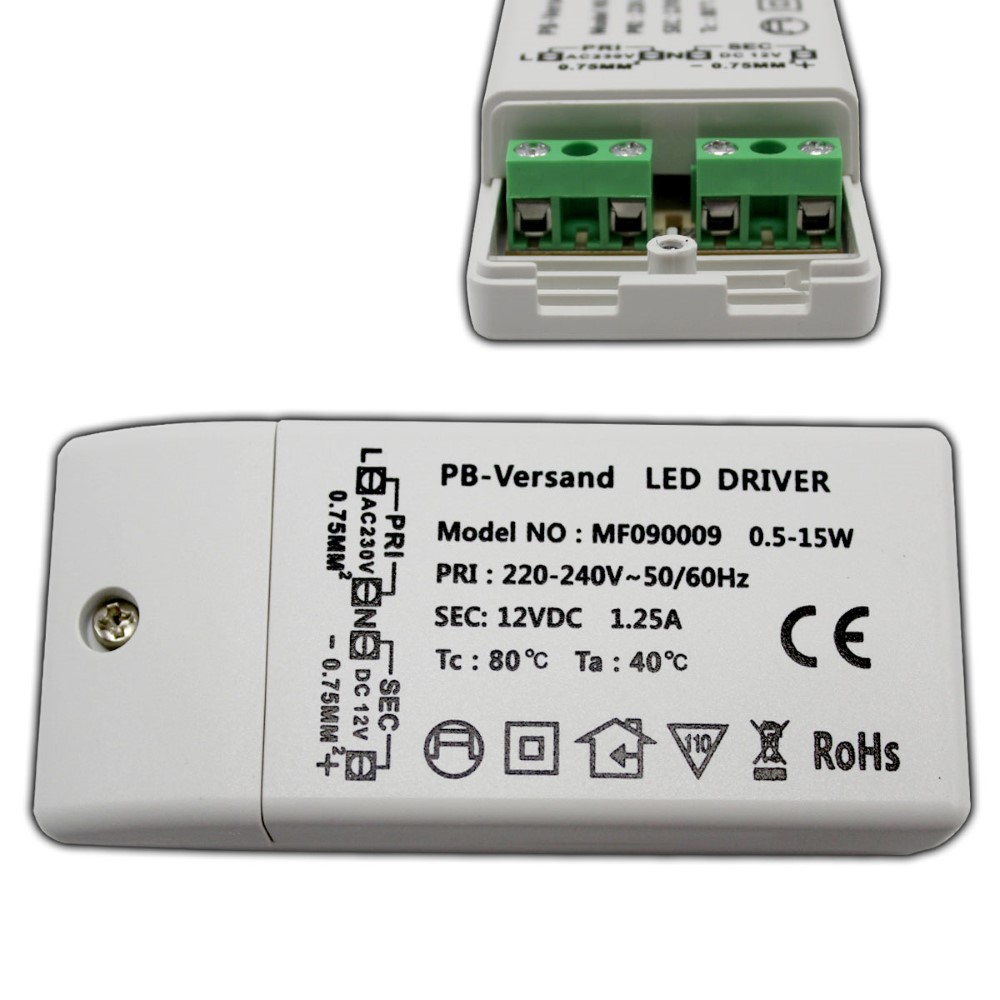 LED Trafo 12V DC 0,5 - 15 Watt Netzteil Treiber Transformator Driver Lampen